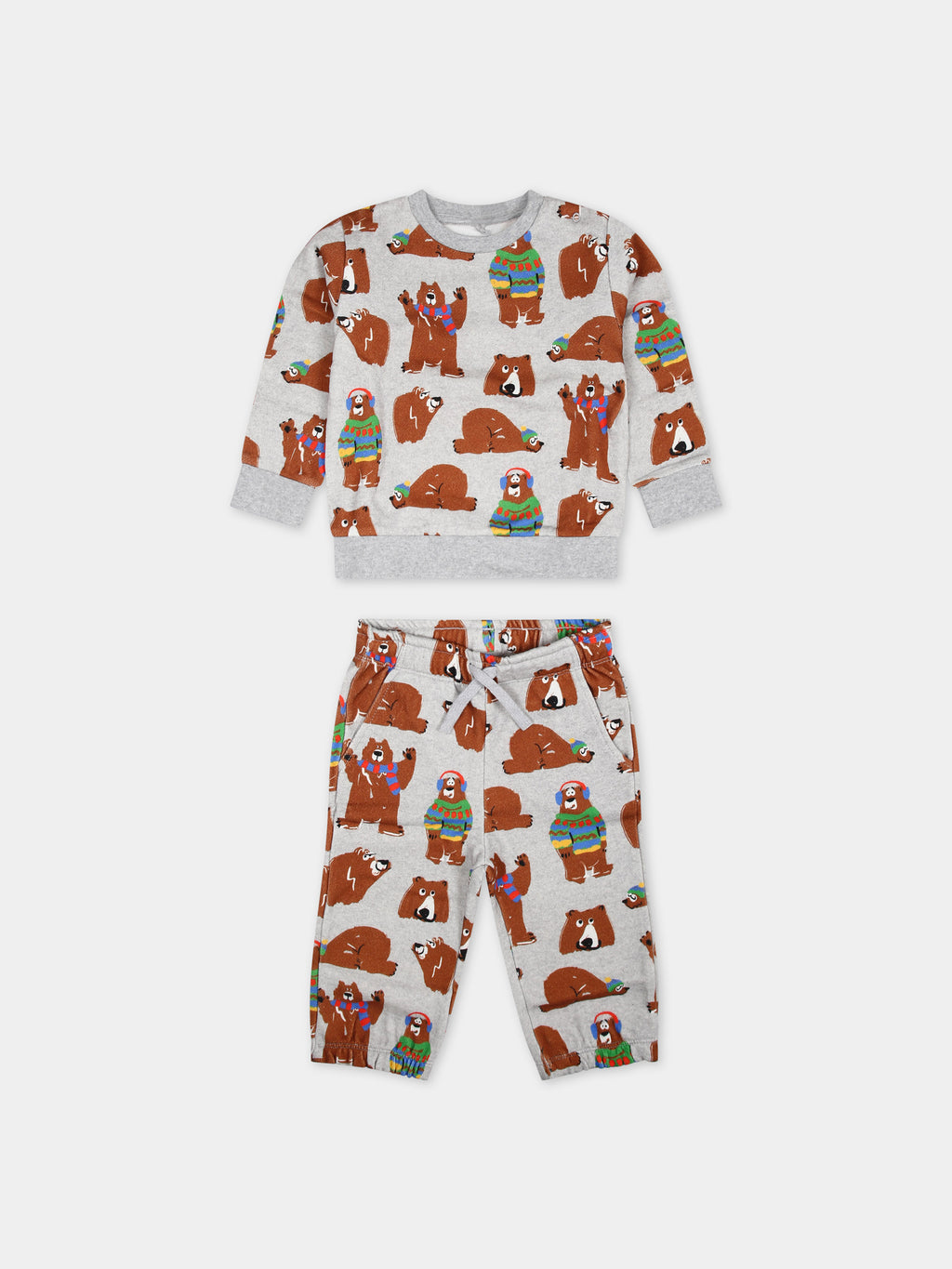 Gray set for baby boy with all-over bears